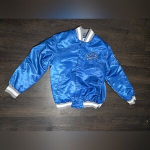 DETROIT LIONS NFL STARTER SATIN Bomber Jacket size XL